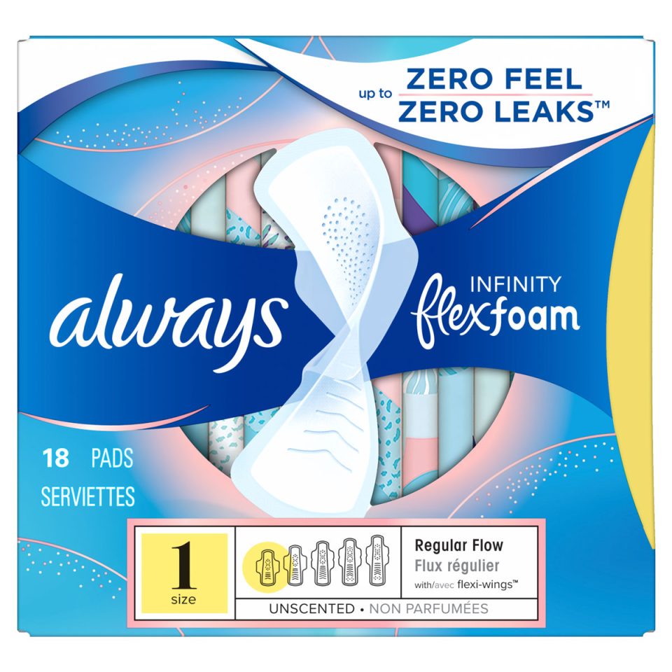 Always Infinity Size 1 Regular Pads with Wings, Unscented