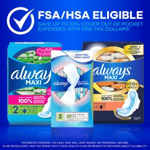 Always Maxi Size 2 Long Super Pads With Wings, Unscented