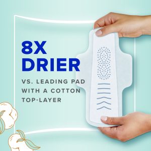 Always Pure Cotton Size 1 with FlexFoam Regular Flow Pads with Wings, Unscented